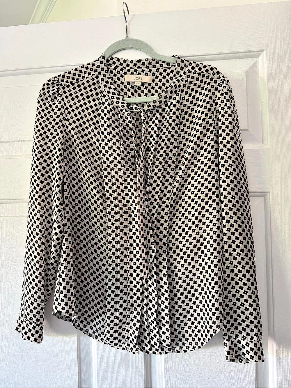 LOFT Floral Button Front Tie Top Blouse